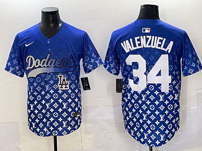 Men Los Angeles Dodgers #34 Valenzuela Blue Nike 2025 MLB jersey 09